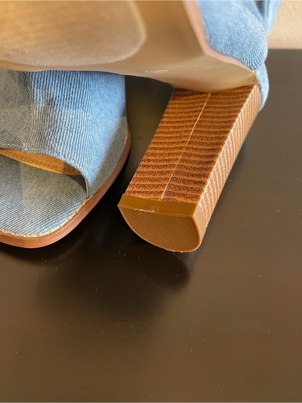 Denim Blue Open-Toe Slouch Heel Booties - Picture 5 of 7